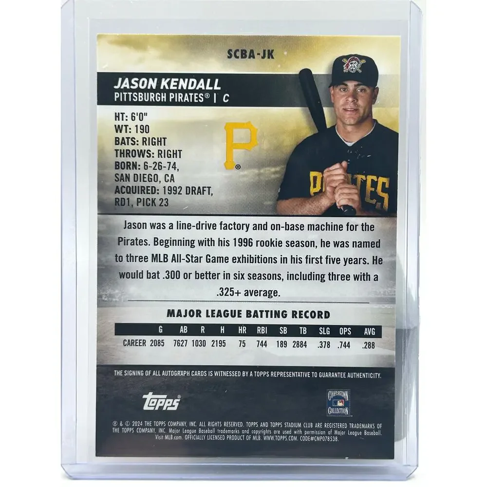 2024 Topps Stadium Club Jason Kendall On Card Auto Pittsburgh Pirates - Picture 2 of 2